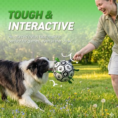 QDAN Dog Toys for Small Medium Puppy, Soccer Ball for Dogs with Straps - Image 6
