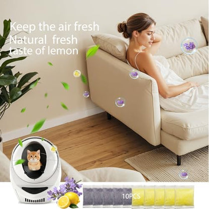 10 PCS Cat Litter Deodorizer Refills Compatible with Whisker OdorTrap Pod,Odor Remover Refills for Litter-Robot 4 Waste Bags & Litter-Robot 3, Litter Box Odor Eliminator (Lemon*5+Lavender*5) - Image 3