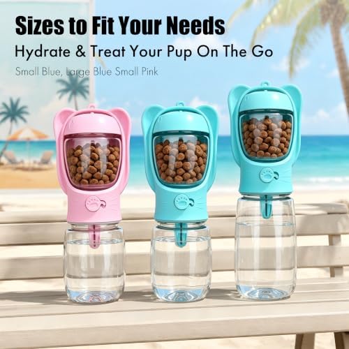 2 in 1 Dog Water Bottle with Food Container, Portable Leakproof Pet Water Dispenser & Bowl, Fits Dogs and Cats (Pink, Small) - Image 7