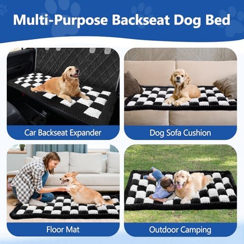 Thickened Dog Bed for Car Back Seat, Upgraded Bottom Non-Slip, Fits Hard Bottom car seat Cover for Dogs, Premium Mixed Color, Dog Car Seat Cover (Black-White) - Image 6