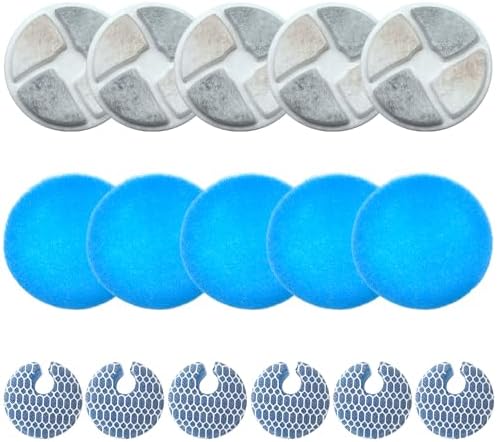 6 Set Cat Water Fountain Filter, Cat Fountain Filter Replacement for 2L/67oz Round Stainless Steel Pet Water Fountain, 3 Triple Filtration System - Image 6