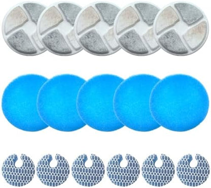6 Set Cat Water Fountain Filter, Cat Fountain Filter Replacement for 2L/67oz Round Stainless Steel Pet Water Fountain, 3 Triple Filtration System - Image 6