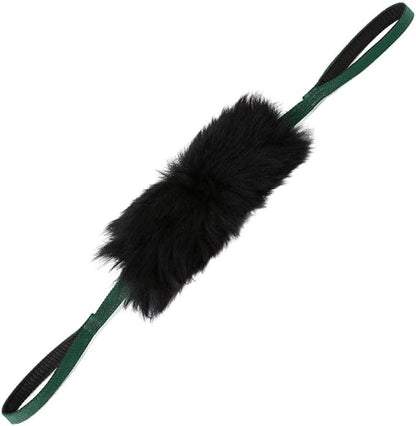 HOWGO Dog Rope Toy - Double Handle Dog Bungee Chaser Toy 100% Sheepskin,Sheep Smell Tug Toy for All Breeds(Mountain Green, Large)
