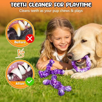 WOWBALA 3 Pack Dog Chew Toys for Aggressive Chewers,Indestructible Dog Toy for Medium Large Dogs, Chew Toys to Keep Dogs Busy,Super Chewer with Tough Nylon, Reduce Boredom & Anxiety（Bacon Flavored） - Image 4
