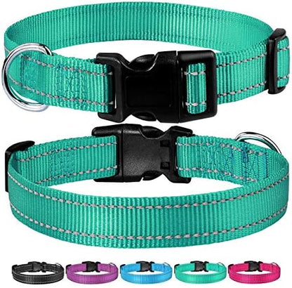 Reflective Dog Collar, Puppy Collar with Buckle Adjustable, Green XL - Image 6