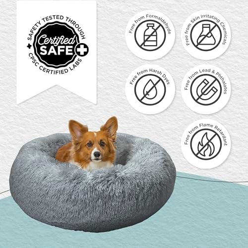 Best Friends by Sheri Original Calming Donut Dog Bed, Gray, Small, 23" - Image 6