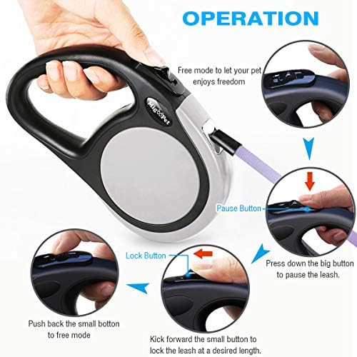 Heavy Duty Retractable Dog Leash-16ft Strong & Durable Walking Leash for S to L Dogs up to 45/115 lbs, Upgraded Lock System, Non Slip Grip, Tangle Free (Grey, Small/Medium) - Image 5