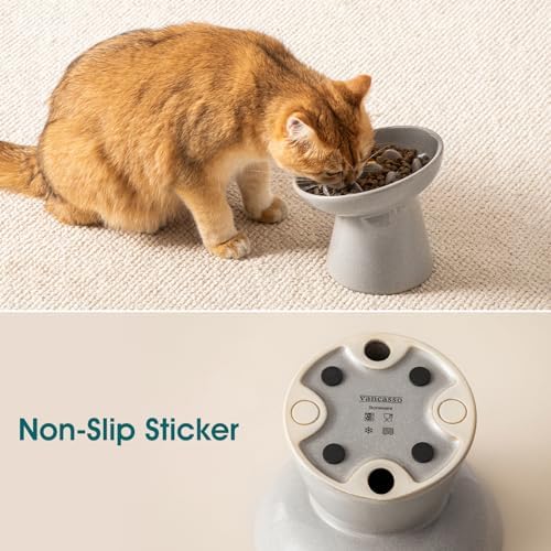 vancasso Ceramic Slow Feeder Cat Bowl, 6.25 Inch Elevated Cat Slow Feeder Bowl, Anti Vomiting for Dry and Wet Food, Grey - Image 6