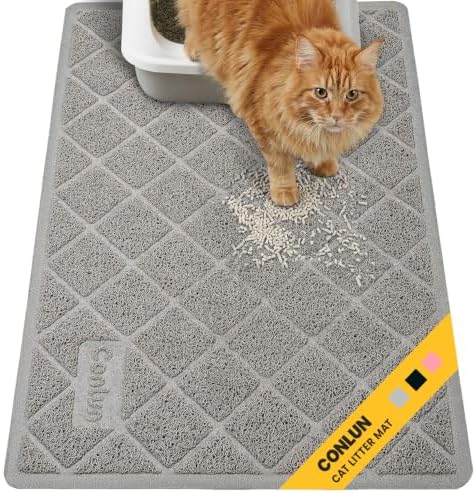 Conlun Cat Litter Mat Litter Trapping Mat, 30" x 20" Premium Durable PVC Grid Mesh with Scatter Control, Non-slip, Less Waste Cat Litter Box Mat, Soft on Kitty’s Paws, Urine Waterproof by Conlun