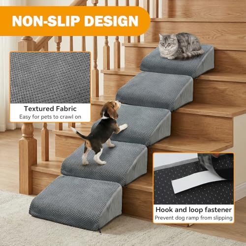 3-Pack Dog Ramp for Stairs, 40D High-Density Foam Pet Steps with Gentle 20°Slope for Staircase Stairs, Non-Slip Puppy Ramp for Small, Senior & Injured Dogs - Image 5