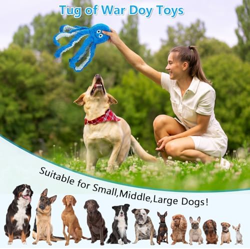 Dog Toys with Crinkle Paper- Octopus Stuffed Dog Squeak Toy Interactive Tug of War Puppy Toys for Small, Medium, Large Dogs - Image 6