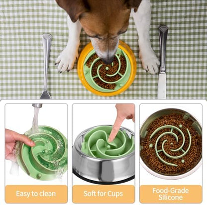 Slow Feeder Dog Bowls Insert, Bestalk Soft Silicone Slow Eating Feeder Insert with Suction Cups for Small, Medium and Large Dogs, Fit into Basic and Elevated Dog Bowls, Green - Image 3