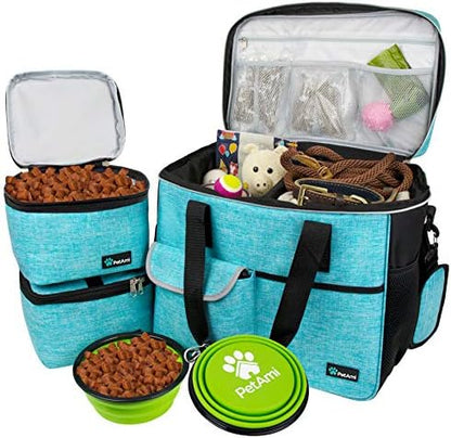 PetAmi Dog Travel Bag Organizer, Pet Supplies Diaper Tote, Teal Blue Large by PetAmi
