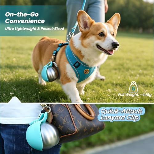 2-in-1 Dog Water Bottle - Portable Pet Travel Flask with Bowl -Blue - Image 4