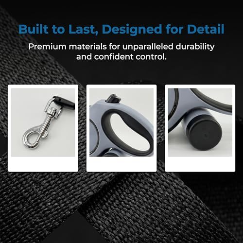 16ft Retractable Dog Leash for Medium Dogs up to 66 lbs, Gray - Image 4