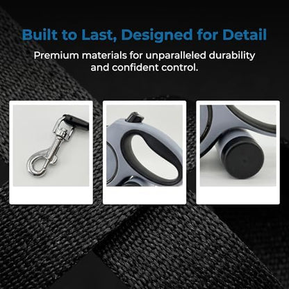 16ft Retractable Dog Leash for Medium Dogs up to 66 lbs, Gray - Image 4