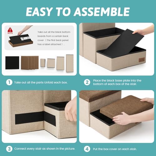 COZY KISS Dog Stairs with Storage, 22" H Wider Dog Steps, 4-Step - Image 6