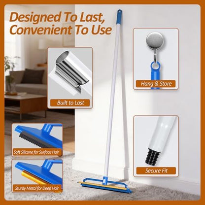 Topmart Carpet Rake for Pet Hair Remover, 2-in-1 Reusable Carpet Scraper - Image 5