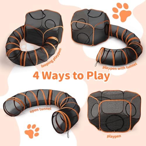 Outdoor Cat Enclosure with Circle Tunnel for Kitten Kitty Run - Portable Cat Playpen Tent Outdoor Indoor Pet Tent for Outside Small Animals - Image 3