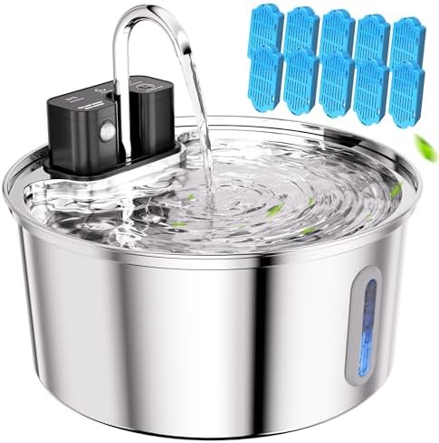 Tomxcute Wireless Cat Fountain 10 Filters -108oz Cordless Battery Operated by TOMXCUTE