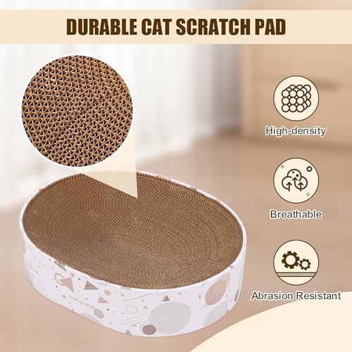 SMARTBEAN Oval Sturdy Cat Scratching Cardboard Pad Breathable Cat Scratch Pad, Cat Scratching Cardboard for Indoor Cats, Furniture Protecter - Image 5