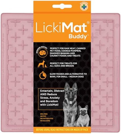 LickiMat Classic Buddy Slow Feeder for Dogs Lick Mat Boredom Anxiety Reducer Perfect for Food Treats Yogurt Liquid Food Peanut Butter Fun Alternative to a Slow Feed Dog Bowl, Guava by LICKIMAT