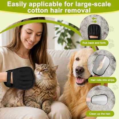 2-Piece Pet Hair Removal Glove, Deshedding Grooming Mitt, Soft Hair Remover Brush for Cats and Dogs with Long Short Fur - Image 3