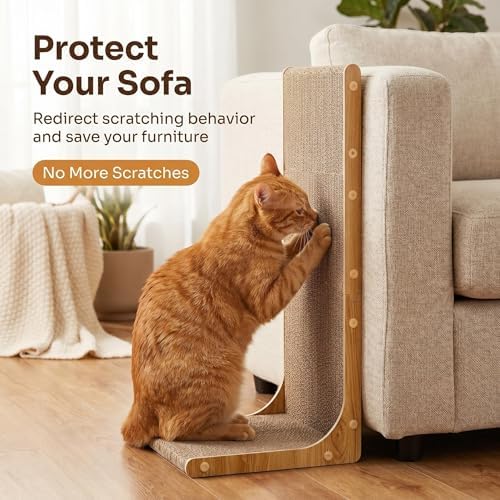 SMARTBEAN 3-Pack Cardboard Cat Scratcher for Indoor Cats, 23 Inch L Shaped Vertical Cat Scratching Post, Cat Scratching Board for Wall and Couch, Large - Image 2
