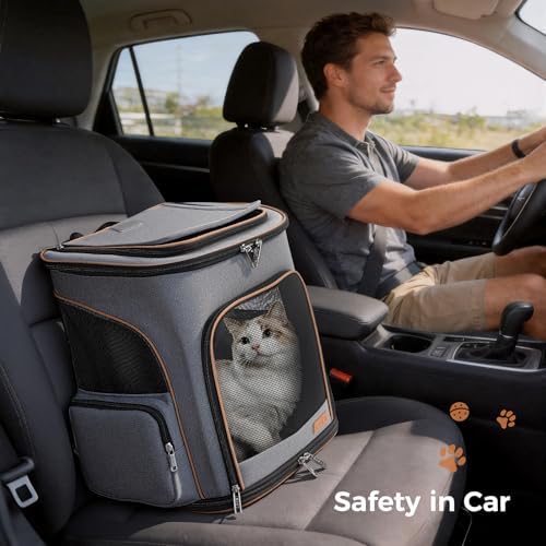 Large Cat Backpack Expandable Pet Carrier Backpack, Lekereise Dog Backpack Carrier for Small Dogs and Medium Cats, Grey - Image 6
