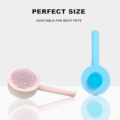 Cat Brush, Gentle Self Cleaning Pet Brush with Release Button for Cats and Dogs, Easy to Remove Loose Hair Daily Grooming Tool During Shedding Season