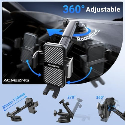 3-in-1 Car Phone Holder [122+LBS Strongest Suction & Stable Clamp Arm] 360° Adjustable Car Phone Mount, Cell Phone Holders for Your Car for Dashboard Vent, All Smartphones & Car Models - Image 5