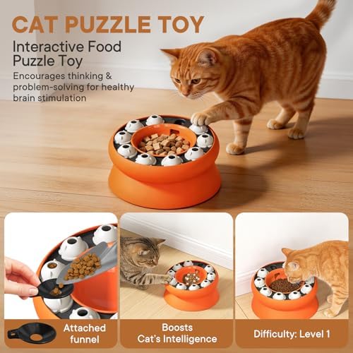 Cat Puzzle Feeder Slow Food Bowl–Interactive Slow Feeder Toys for Indoor Cats, Treat Dispensing Toy to Control Eating, Prevent Overeating & Enrichment Feeding - Image 4