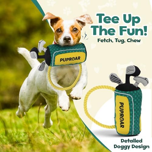 PUPROAR Golf Dog Toy, Dog Birthday Gift, Funny Squeaky Plush Rope Golf Bag Toy for Small, Medium & Large Breeds - Image 6