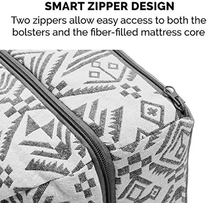 Furhaven Pillow Dog Bed for Medium/Small Dogs w/ Removable Bolsters & Washable Cover - Plush & Southwest Kilim Woven Decor Sofa - Boulder Gray, Medium - Image 7