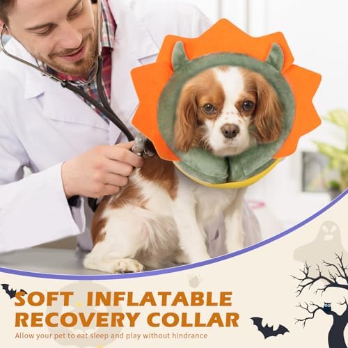 IEUUMLER Inflatable Recovery Dog Collar, Protective Donut Cone, Adjustable Soft Collar for Dog and Cat After Surgery Prevent from Biting & Scratching EU002 - Green Demon M - Image 6
