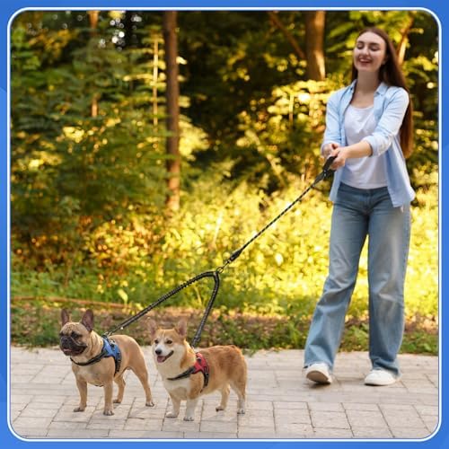3 Pcs Double Dog Leash No Pull Dog Harness 360° Swivel No Tangle Vest Adjustable Dual Leash Reflective Vest Harness Walking Training Lead for Two Small Medium Dogs(M,Chest 20.5"- 24.4") - Image 6