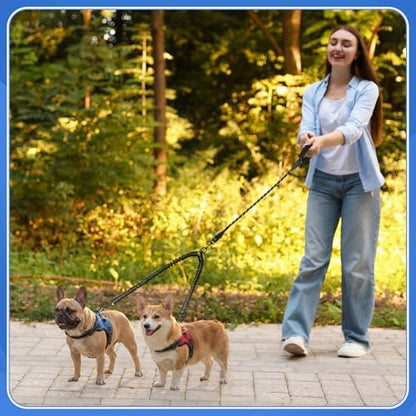 3 Pcs Double Dog Leash No Pull Dog Harness 360° Swivel No Tangle Vest Adjustable Dual Leash Reflective Vest Harness Walking Training Lead for Two Small Medium Dogs (L,Chest 24.4"- 30.3") - Image 6