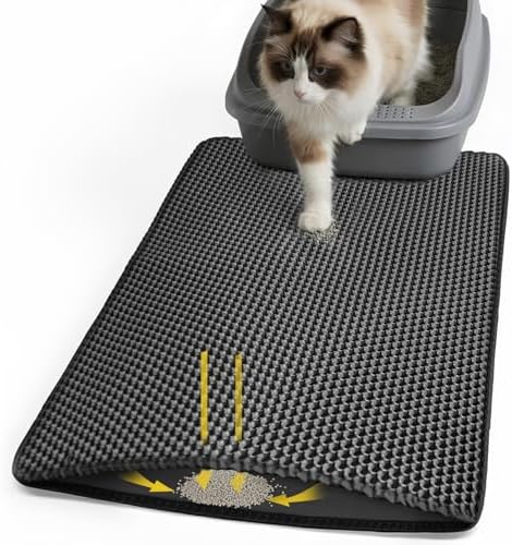 Cat Litter Mat 24x30 Inches, Honeycomb Double Layer Litter Trapping Mat, Waterproof Leakproof Urine Proof Cat Litter Box Mat for Cat Litter Box Area, Floor, Kitty Litter Rug by Unknown