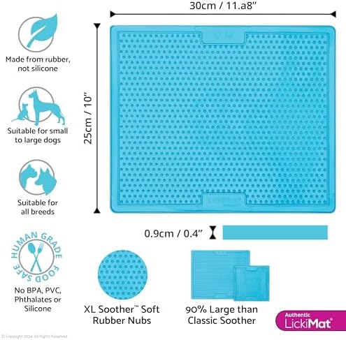 LickiMat X Large Breed Soother Dog Lick Mat Dog Calmer Slow Feeder, Anxiety Reliever Alternative to Puzzle Toys, Slow Feeding Bowls. Use Peanut Butter, Wet, Raw, Mixed Food, Healthy Treats - Turquoise - Image 2
