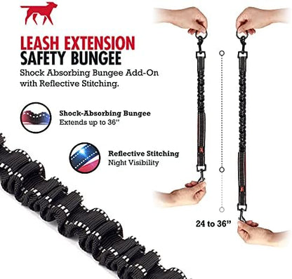 Tuff Pupper Bungee Dog Leash Extension | Shock Absorbing Extender Protects You & Your Dog | Added Handle Keeps Dogs Closer | Reflective For Night Walks | Works with Any Leash | For Medium & Large Dogs - Image 4