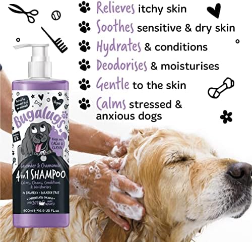 Dog Shampoo by Bugalugs Lavender & Chamomile 4 in 1 Dog Grooming Shampoo Products for Smelly Dogs with Fragrance, Best Puppy Shampoo, Vegan pet Shampoo & Conditioner - Image 3