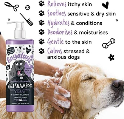 Dog Shampoo by Bugalugs Lavender & Chamomile 4 in 1 Dog Grooming Shampoo Products for Smelly Dogs with Fragrance, Best Puppy Shampoo, Vegan pet Shampoo & Conditioner - Image 3