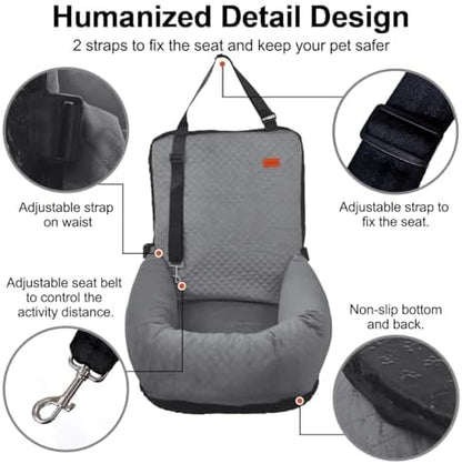 Dog Car Seat for Small Medium Dogs Pet Up to 40 lbs Gray - Image 4
