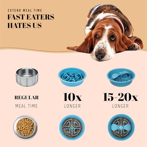 AVERYDAY Slow Feeder Dog Bowls for Large Breed, 2.5 Cups Deep Food Puzzle Bowl with Spinning Slow Feeder Insert, Non-Slip Bottom, Fits for Raised Stand, Hard Maze Design for Medium and Large Dogs - Image 5