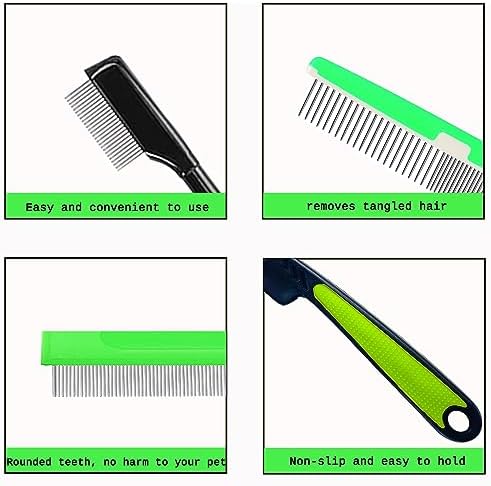 5 Pieces Pet Grooming Comb, Pet Hair Comb Rubber Handle Dog Hair Comb, Dog Eye Combs Pet Grooming Comb Flea Comb for Dog/Cat/Small Pets Removing Eye Mucus, Removes Knots, Mats and Tangles - Image 3