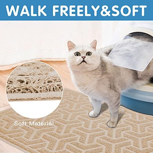 UPSKY Waterproof Cat Litter Mat Large 35" x 24" Soft on Kitty Paws, Beige - Image 7