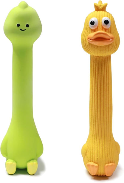 SCHITEC Squeaky Dog Toys, [2 Pack] Squawking Latex Toy with Interactive Squeaker, Squeak Rubber Duck Chicken for Medium Small Dogs