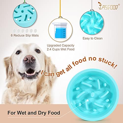 JASGOOD Slow Feeding Dog Bowl for Raised Pet Feeders Blue Maze Food Water Bowl Compatible with Elevated Diners(Blue,Fit Opening Fit Opening 7.5"-8") - Image 5