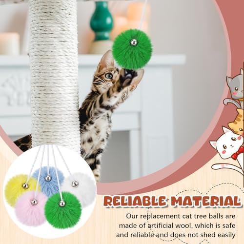 Simgoing Natural Rabbit Fur Cat Tree Ball Replacement Parts, Multicolor - Image 6