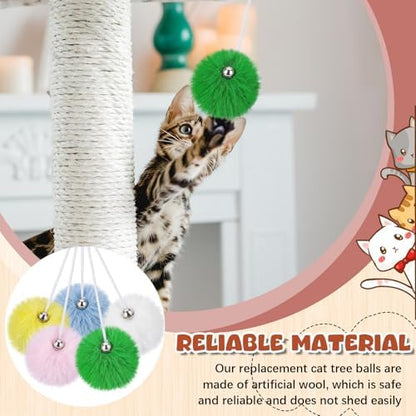 Simgoing Natural Rabbit Fur Cat Tree Ball Replacement Parts, Multicolor - Image 6